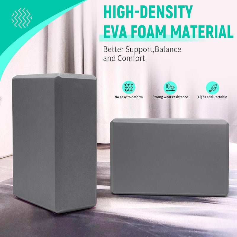 Corsiampoo Yoga Blocks 2 Pack 9x6x3 Inches, Sturdy Foam Yoga Block, Premium EVA, Non Slip High Density for Pilates Meditation, Stretching and Toning - Image 4
